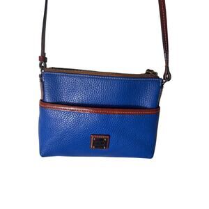 Dooney & Bourkey Blue Pebbled Crossbody Bag 9"x7"